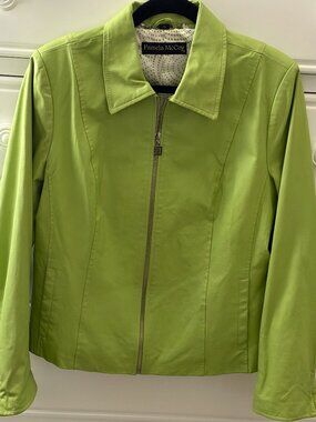 Lime Green Pamela McCoy Genuine Leather Jacket – M